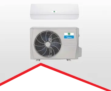 Day & Night ductless mini-split HVAC system showing indoor and outdoor units.