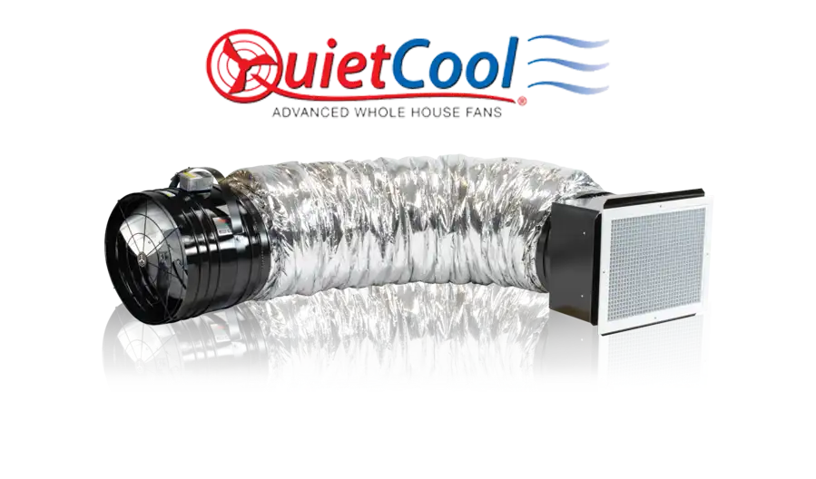 QuietCool whole house fan brand logo.